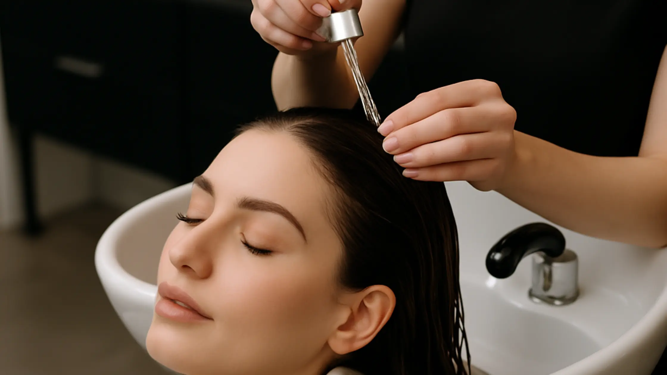 woman getting a scalp facial