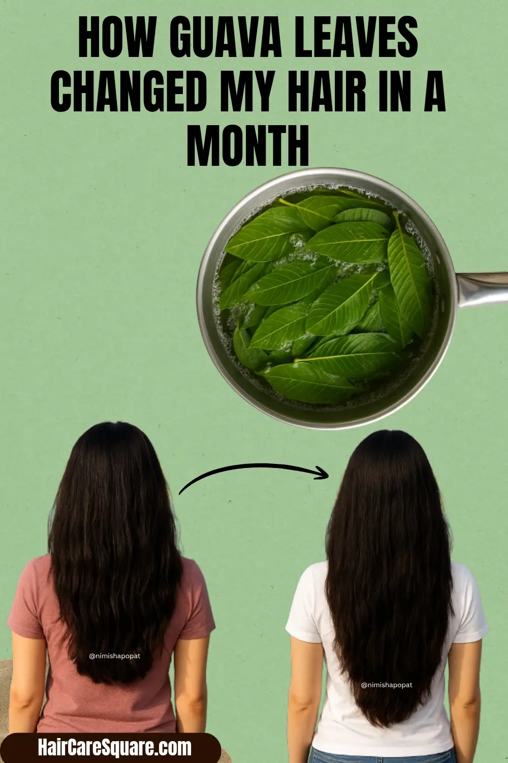 results after using guava leaves for 30 days for hair fall control with before and after pictures