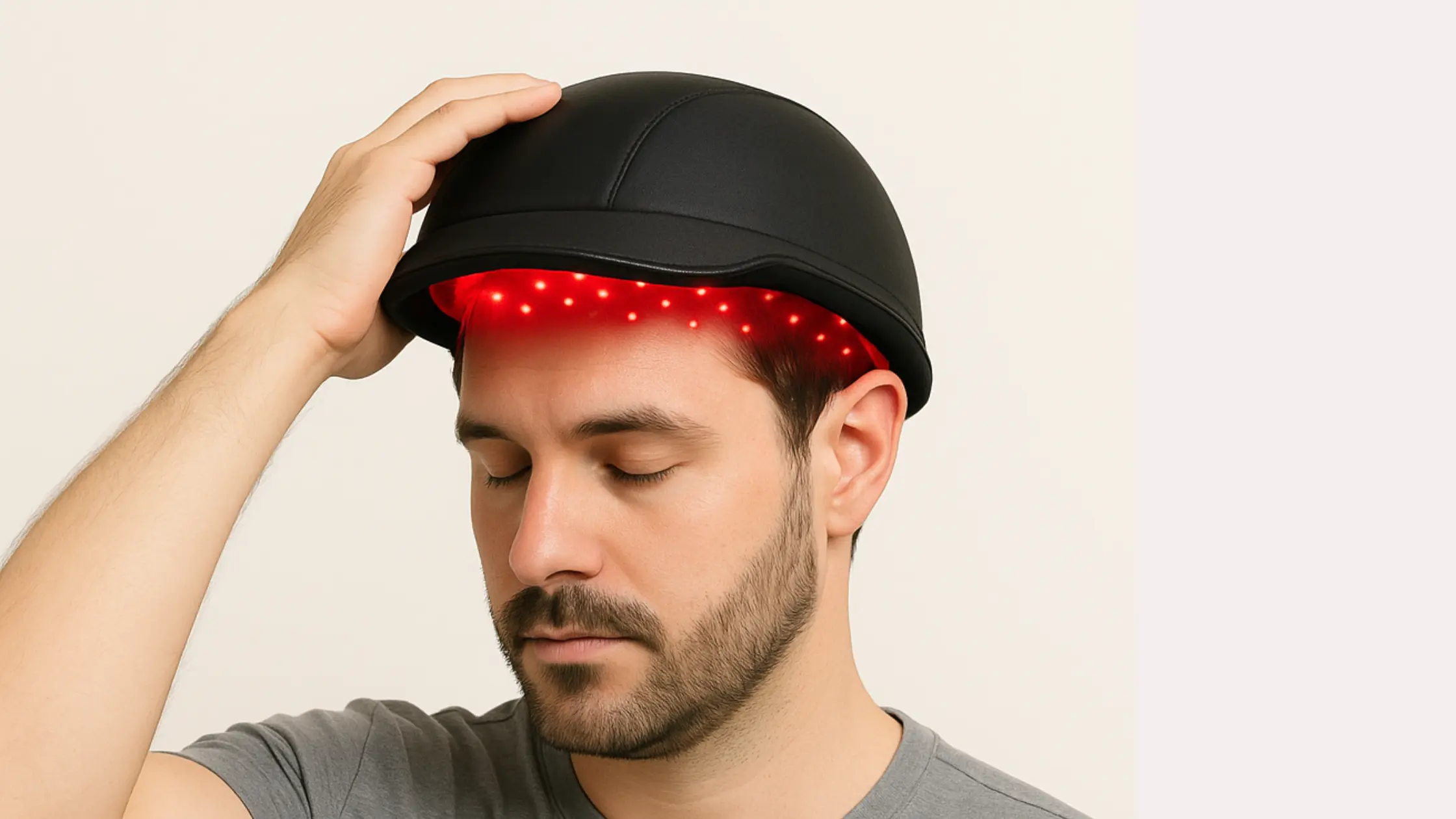 man trying low level laser therapy for hair fall